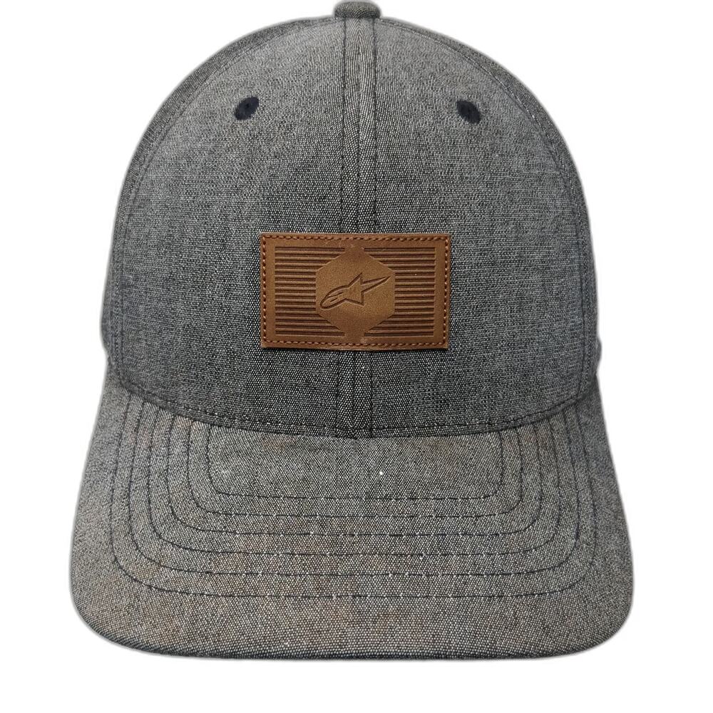 Alpinestars Baseball Cap Gray M Fitted Curved Brim Heathered Logo Patch Hat
